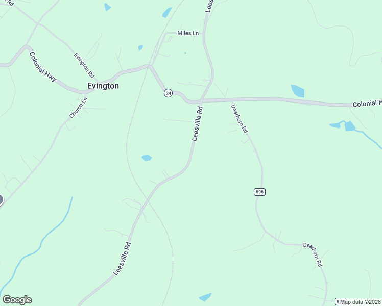 map of restaurants, bars, coffee shops, grocery stores, and more near 11134 Leesville Road in Evington