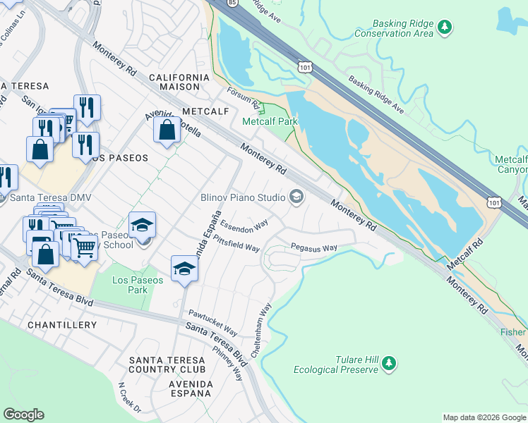 map of restaurants, bars, coffee shops, grocery stores, and more near 49 Kittery Court in San Jose