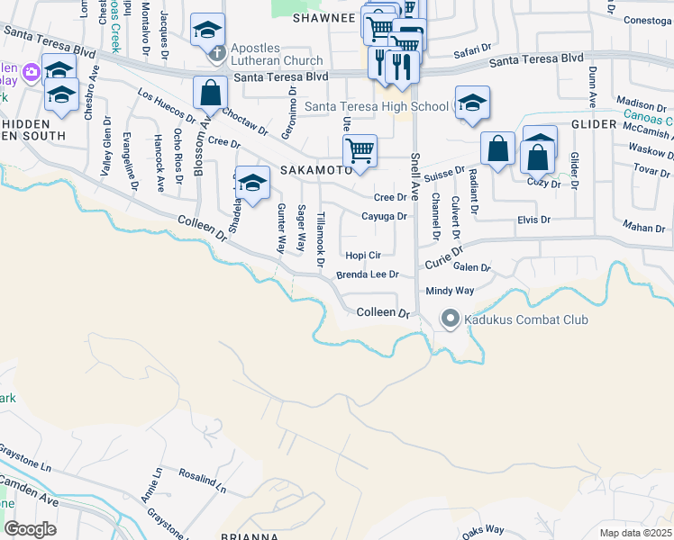 map of restaurants, bars, coffee shops, grocery stores, and more near 6234 Hopi Circle in San Jose