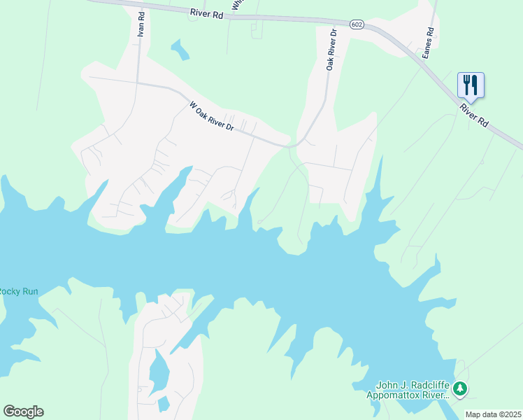 map of restaurants, bars, coffee shops, grocery stores, and more near 20222 Talon Point Drive in Petersburg