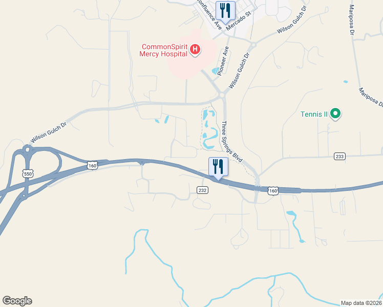 map of restaurants, bars, coffee shops, grocery stores, and more near 264 Davidson Creek Rd in Durango
