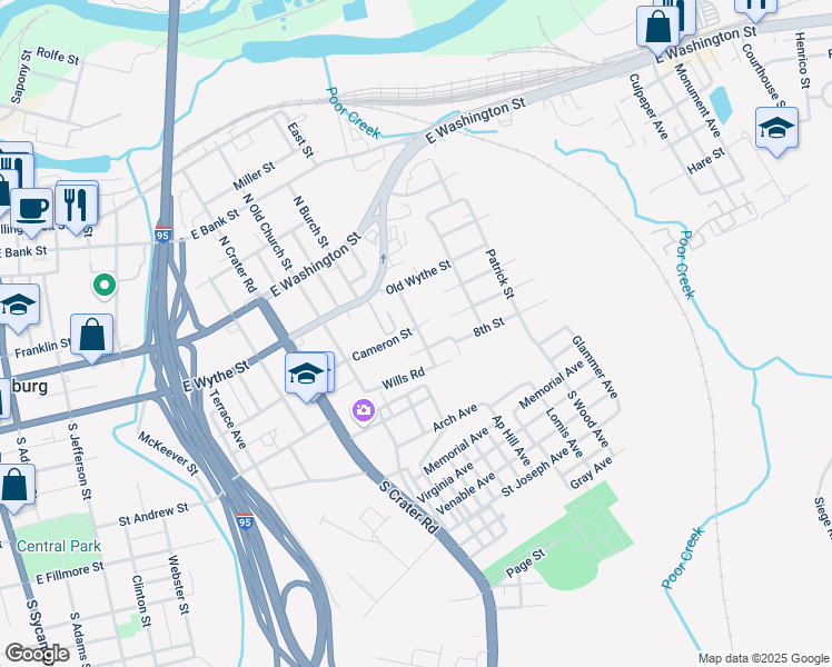 map of restaurants, bars, coffee shops, grocery stores, and more near 920 Cameron Street in Petersburg