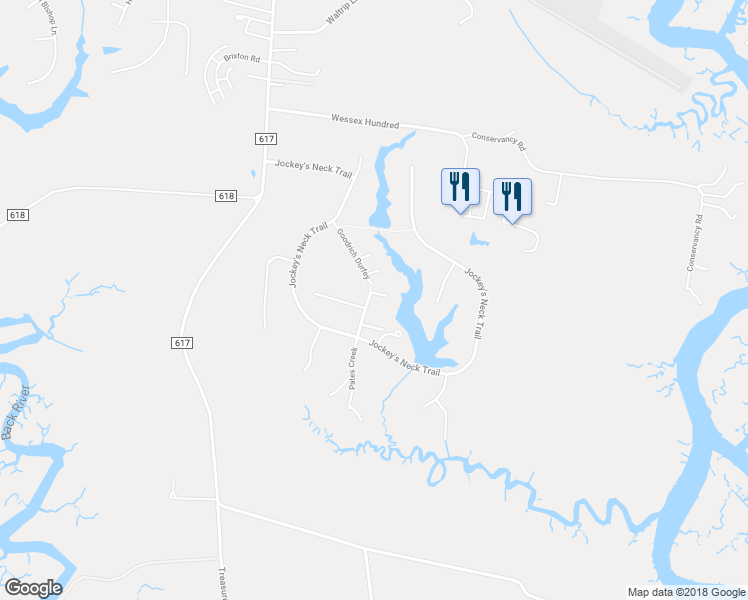 map of restaurants, bars, coffee shops, grocery stores, and more near 2420 Burnwether Lane in Williamsburg