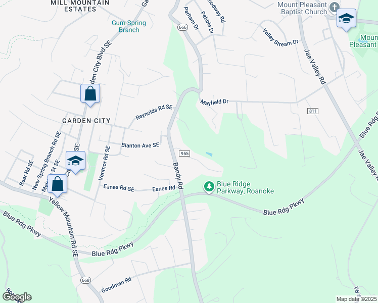 map of restaurants, bars, coffee shops, grocery stores, and more near 1632 Indian Rock Road in Roanoke