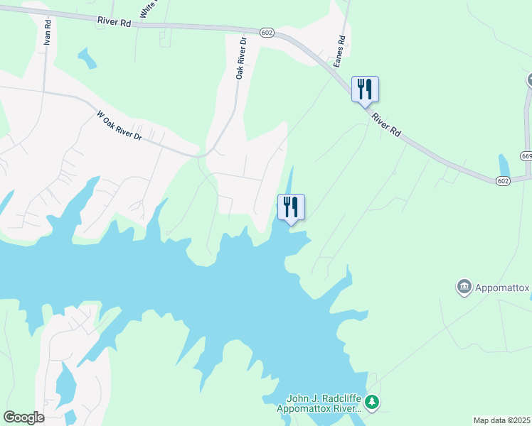map of restaurants, bars, coffee shops, grocery stores, and more near 20019 Chesdin Harbor Drive in Petersburg