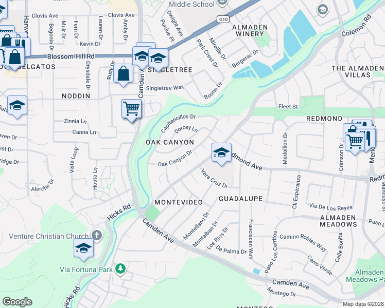map of restaurants, bars, coffee shops, grocery stores, and more near 1522 Foster Court in San Jose