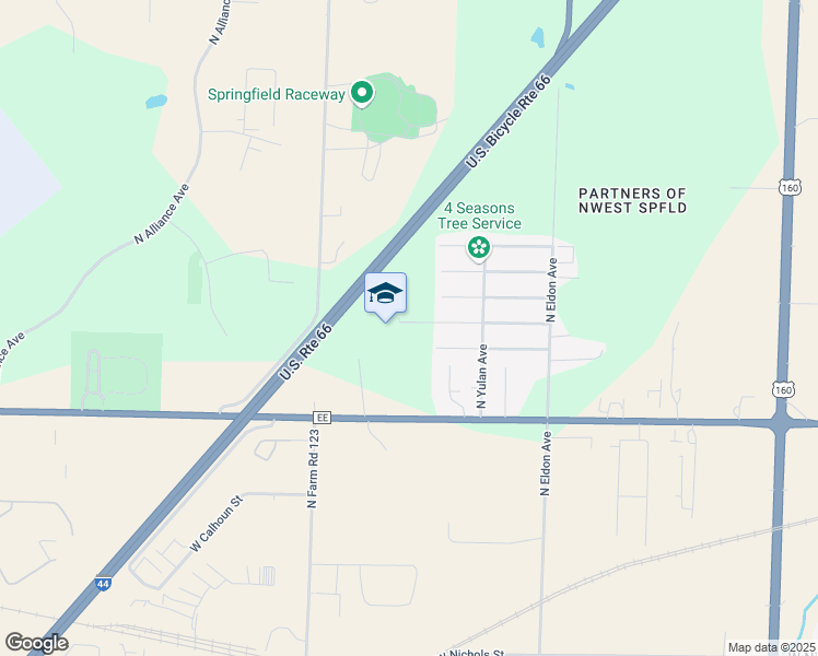 map of restaurants, bars, coffee shops, grocery stores, and more near 4151 West Division Street in Springfield