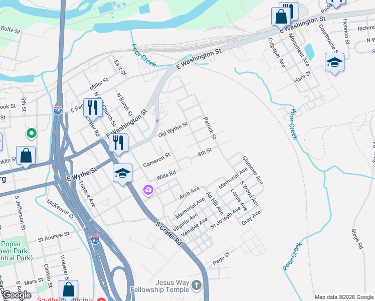 map of restaurants, bars, coffee shops, grocery stores, and more near 1012 7th Street in Petersburg