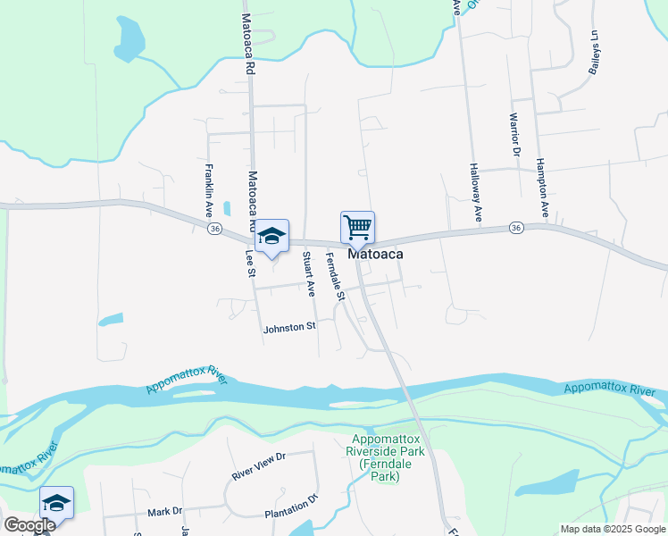 map of restaurants, bars, coffee shops, grocery stores, and more near 21511 Ferndale Street in Petersburg
