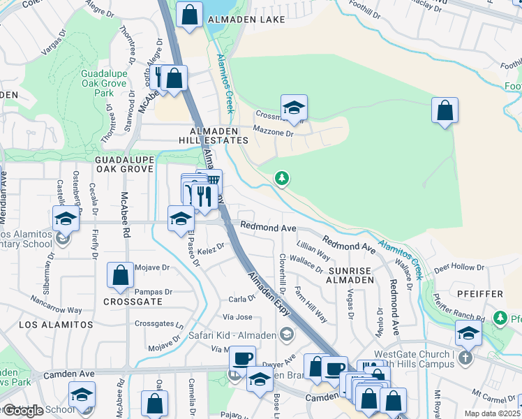 map of restaurants, bars, coffee shops, grocery stores, and more near 1054 Fleetwood Drive in San Jose