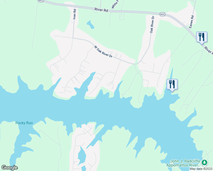 map of restaurants, bars, coffee shops, grocery stores, and more near 20220 Eagle Cove Court in Petersburg
