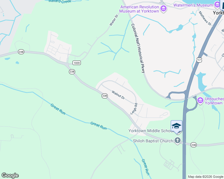 map of restaurants, bars, coffee shops, grocery stores, and more near 127 Walnut Drive in Yorktown