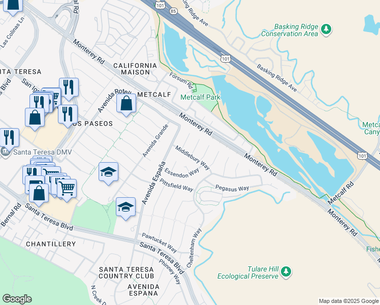 map of restaurants, bars, coffee shops, grocery stores, and more near 49 Kittery Court in San Jose