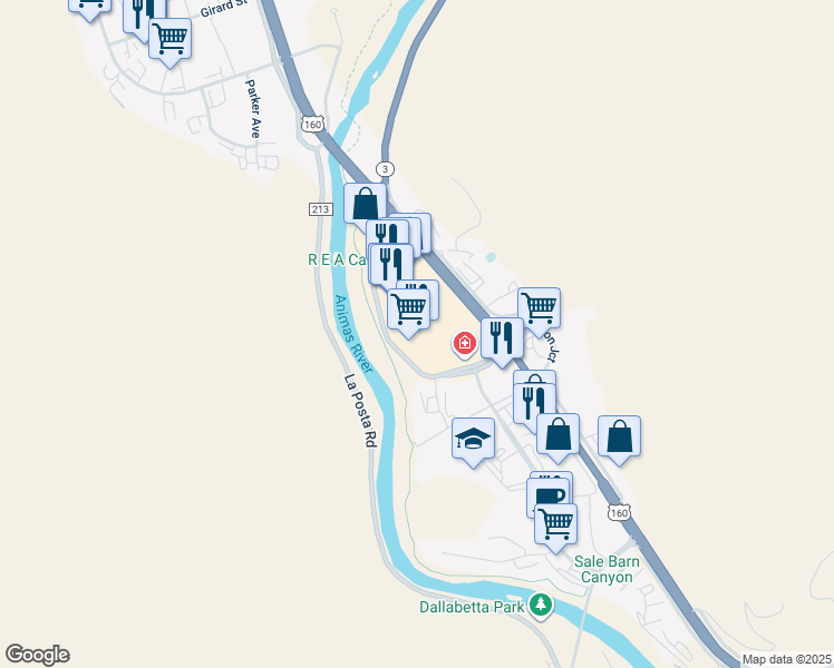 map of restaurants, bars, coffee shops, grocery stores, and more near Escalante Avenue in Durango