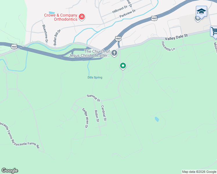 map of restaurants, bars, coffee shops, grocery stores, and more near 68 Sedgewood Drive in Bluefield