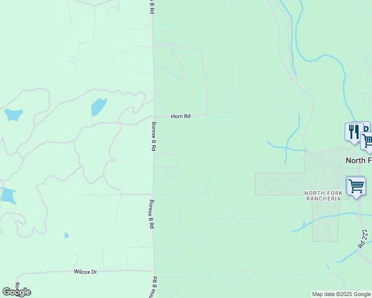 map of restaurants, bars, coffee shops, grocery stores, and more near 33235 Bonnie B Road in North Fork