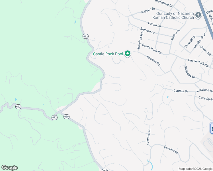 map of restaurants, bars, coffee shops, grocery stores, and more near 6398 Christie Lane in Cave Spring