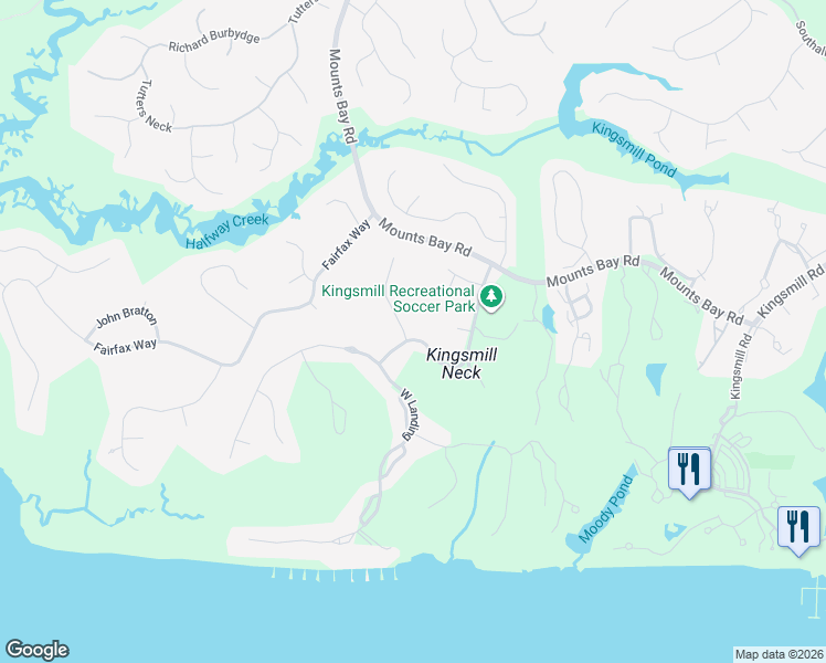 map of restaurants, bars, coffee shops, grocery stores, and more near 500-504 Frances Thacker in Williamsburg