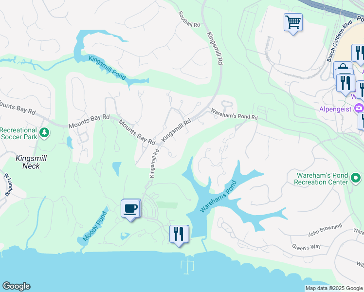 map of restaurants, bars, coffee shops, grocery stores, and more near 310 Littletown Quarter in Williamsburg