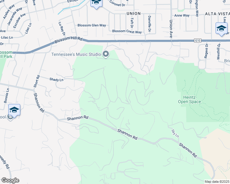 map of restaurants, bars, coffee shops, grocery stores, and more near 15315 Santella Court in Los Gatos