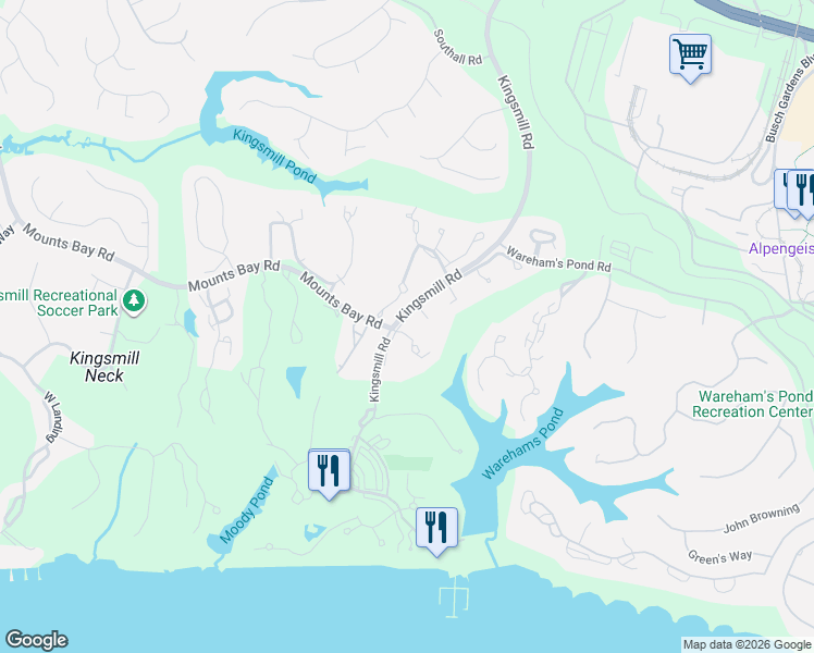 map of restaurants, bars, coffee shops, grocery stores, and more near in James City County