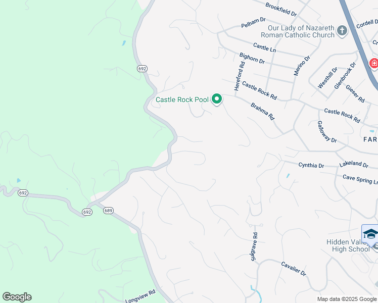 map of restaurants, bars, coffee shops, grocery stores, and more near Christie Lane in Cave Spring