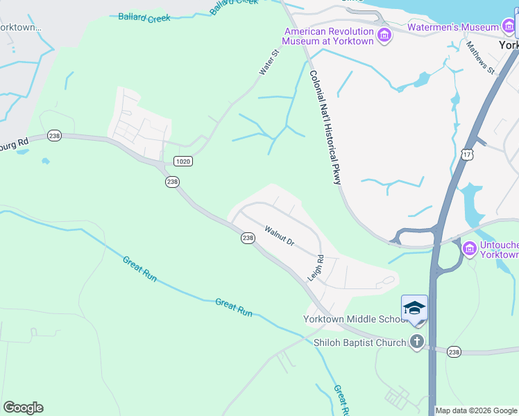 map of restaurants, bars, coffee shops, grocery stores, and more near 127 Walnut Drive in Yorktown