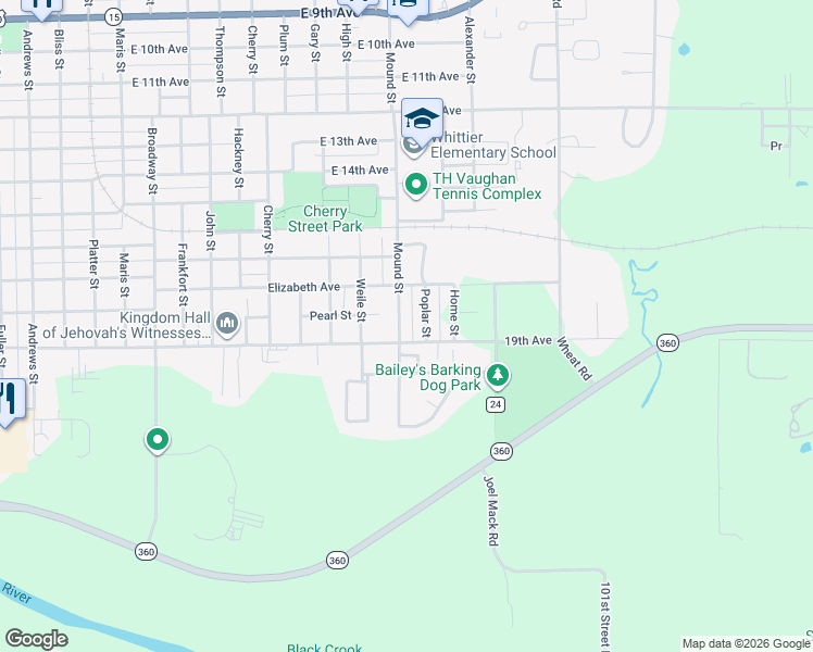 map of restaurants, bars, coffee shops, grocery stores, and more near 1716 Cotswold Ln in Winfield