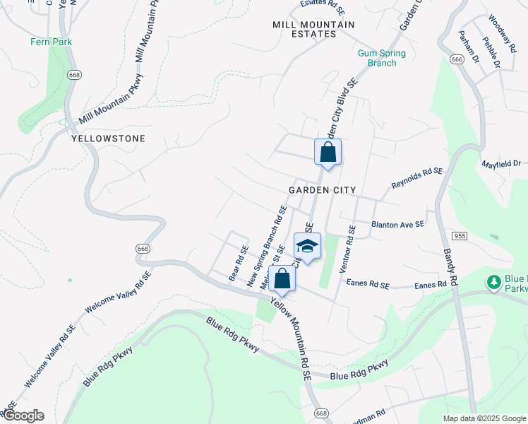 map of restaurants, bars, coffee shops, grocery stores, and more near 1135 Tipton Avenue Southeast in Roanoke