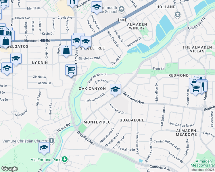 map of restaurants, bars, coffee shops, grocery stores, and more near 1564 Dorcey Lane in San Jose