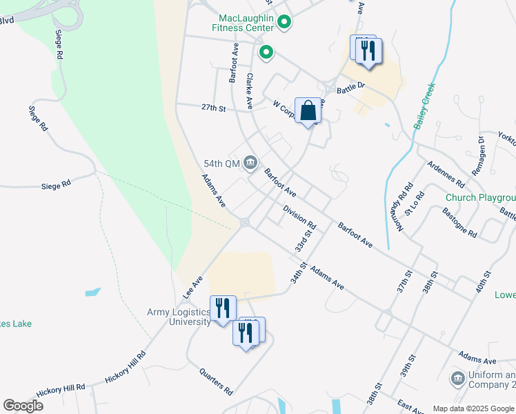map of restaurants, bars, coffee shops, grocery stores, and more near Mahone Avenue in Fort Lee