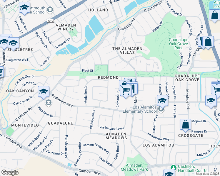 map of restaurants, bars, coffee shops, grocery stores, and more near 5978 Burchell Avenue in San Jose
