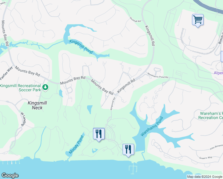 map of restaurants, bars, coffee shops, grocery stores, and more near 85 Winster Fax in Williamsburg