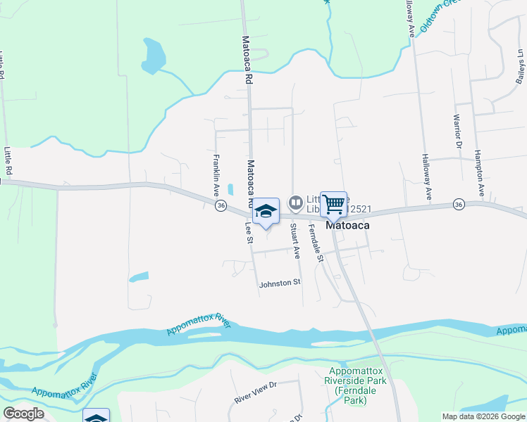 map of restaurants, bars, coffee shops, grocery stores, and more near 6624 River Road in Petersburg