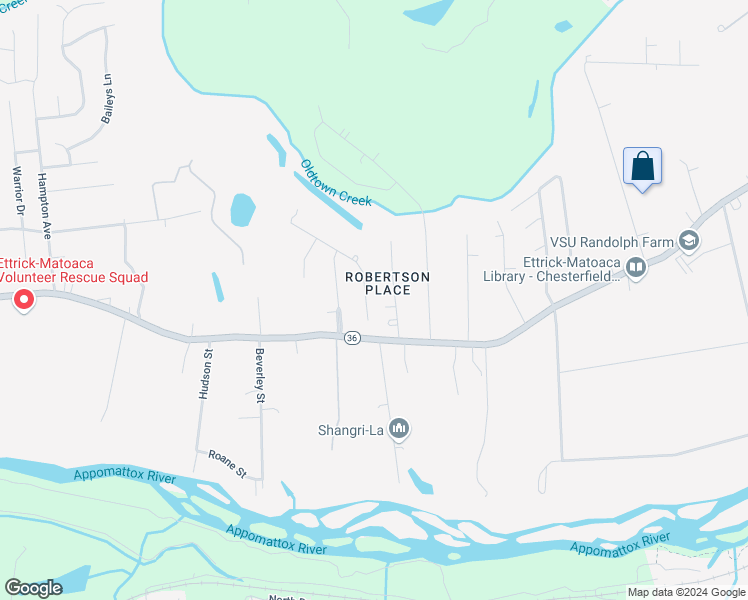 map of restaurants, bars, coffee shops, grocery stores, and more near 21403 Deodora Drive in Petersburg