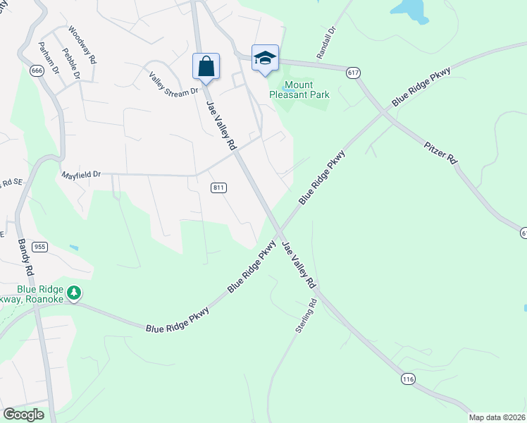 map of restaurants, bars, coffee shops, grocery stores, and more near 3167-3177 Jae Valley Road in Roanoke