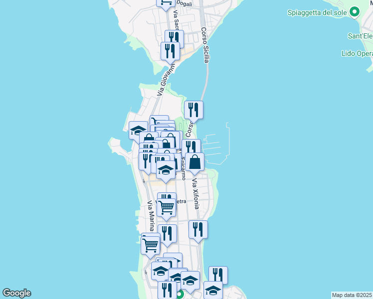 map of restaurants, bars, coffee shops, grocery stores, and more near 17 Via Carmine in Augusta