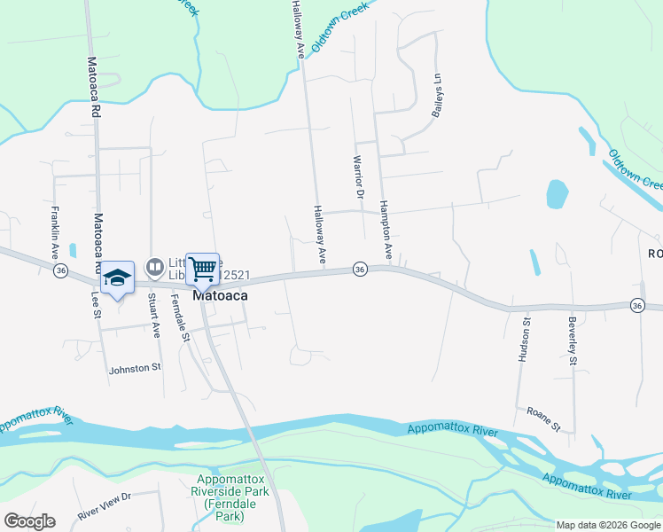 map of restaurants, bars, coffee shops, grocery stores, and more near 5812 River Road in Petersburg