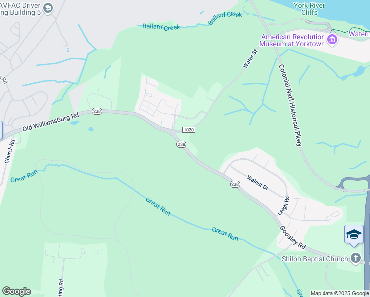 map of restaurants, bars, coffee shops, grocery stores, and more near 168 Virginia Lane in Yorktown