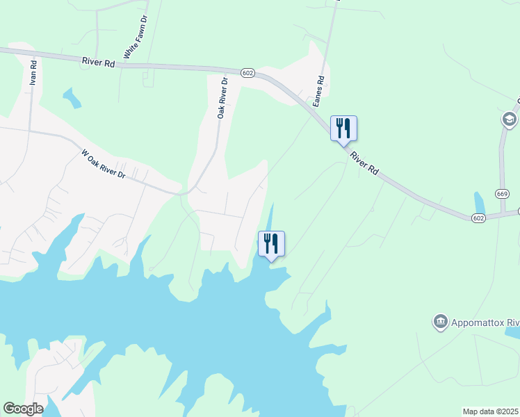 map of restaurants, bars, coffee shops, grocery stores, and more near 19949 Chesdin Harbor Drive in Petersburg