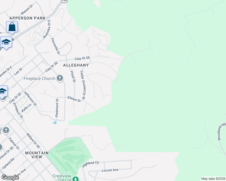 map of restaurants, bars, coffee shops, grocery stores, and more near 1224 Brockton Street in Blacksburg