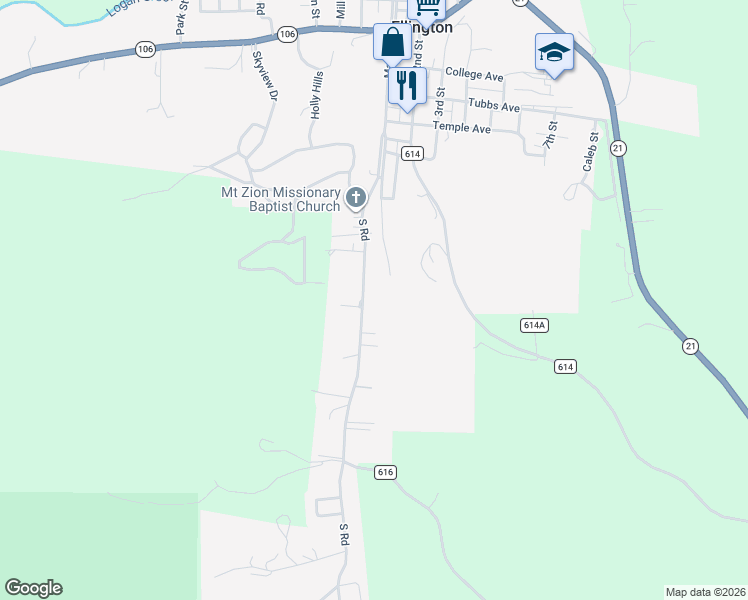 map of restaurants, bars, coffee shops, grocery stores, and more near 780 South Road in Ellington