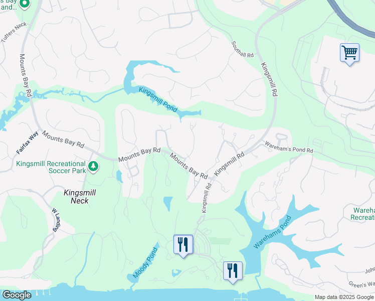 map of restaurants, bars, coffee shops, grocery stores, and more near 304 Archer's Mead in Williamsburg