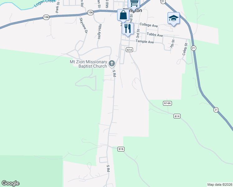map of restaurants, bars, coffee shops, grocery stores, and more near 780 South Road in Ellington