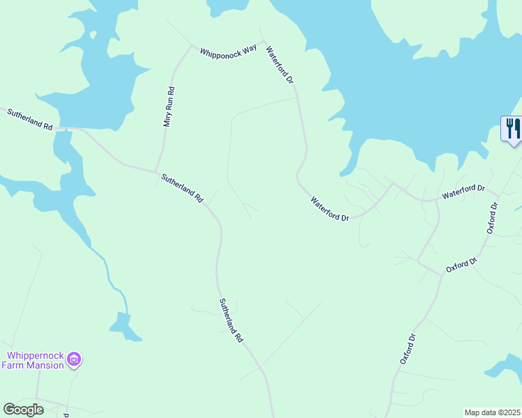map of restaurants, bars, coffee shops, grocery stores, and more near 2831 Waterford Terrace in Sutherland