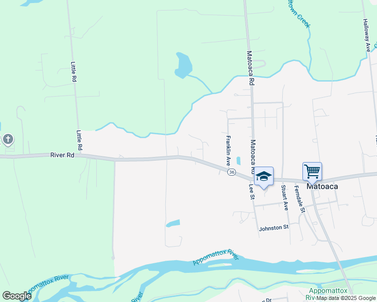 map of restaurants, bars, coffee shops, grocery stores, and more near 6912 River Road in Petersburg