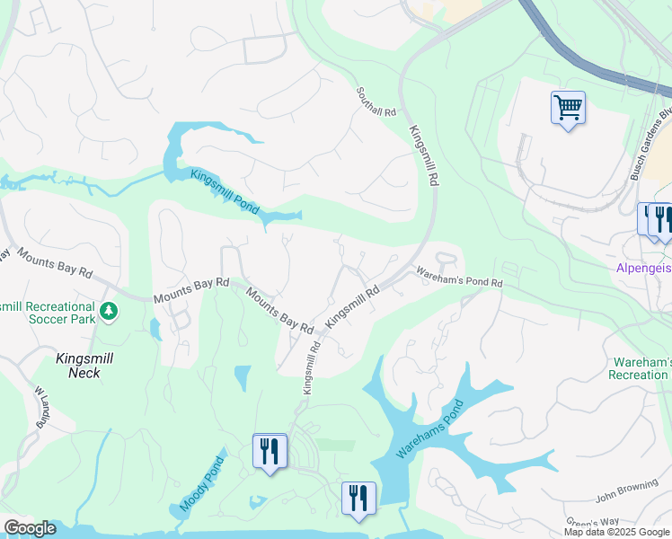 map of restaurants, bars, coffee shops, grocery stores, and more near 63 Winster Fax in Williamsburg