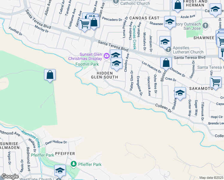 map of restaurants, bars, coffee shops, grocery stores, and more near 808 Colleen Drive in San Jose