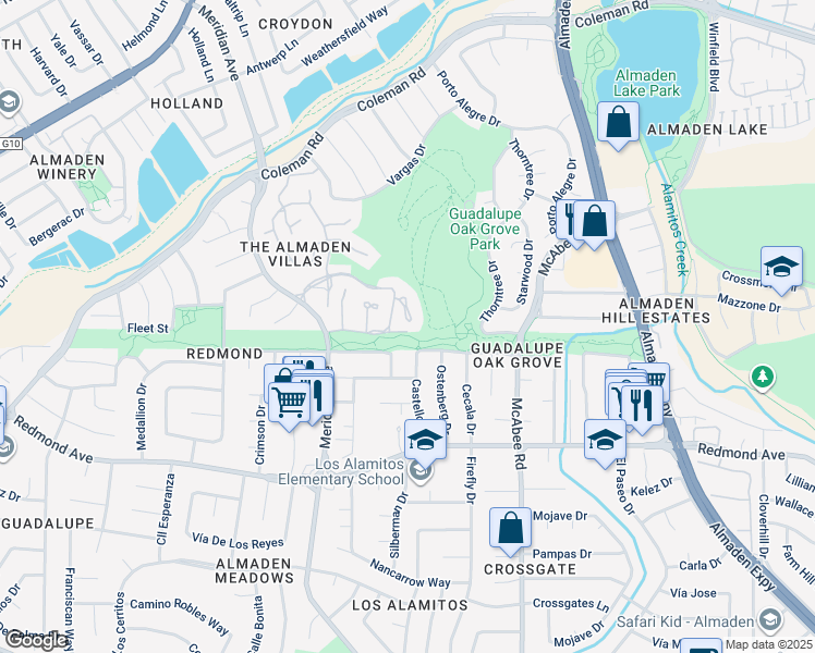 map of restaurants, bars, coffee shops, grocery stores, and more near 1278 Poker Flat Place in San Jose