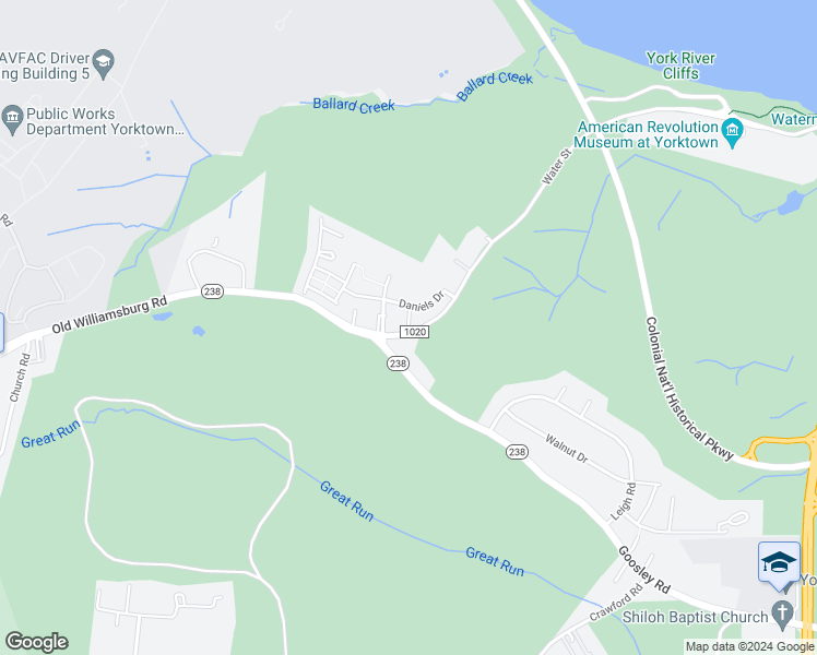 map of restaurants, bars, coffee shops, grocery stores, and more near 118 Alanna Court in Yorktown